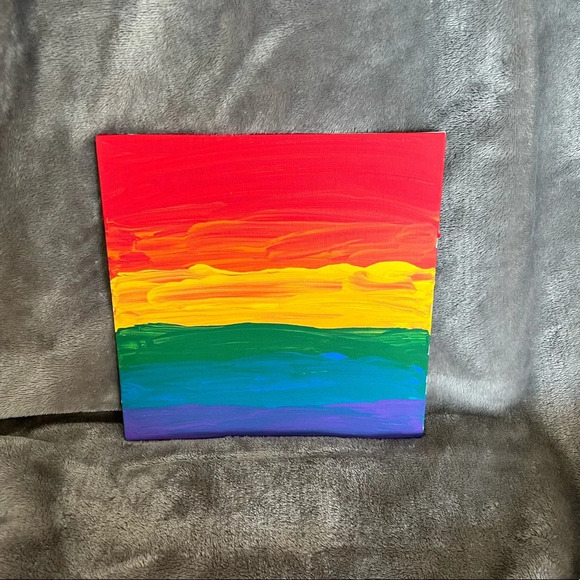 ๐ Acrylic Paint on 8โx8โ canvas board - Rainbow in honor of pride month - Picture 5 of 6